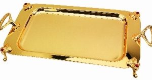 سینی مستطیل ۵۰×۲۷ پایه‌دار طلایی ROYAL GOLD