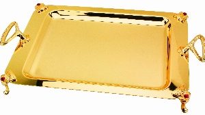 سینی مستطیل ۵۰×۳۱ پایه‌دار طلایی ROYAL GOLD