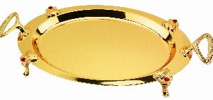 سینی بیضی پایه‌دار طلایی ROYAL GOLD