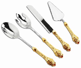 ست کارد و کفگیر کیک و قاشق چنگال سالاد ROYAL GOLD