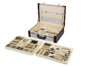 قاشق چنگال 128 پارچ مات طلايي 18/10 D 527
